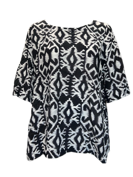 Marina Rinaldi Women's Nero Barbados Printed Silk Blouse NWT