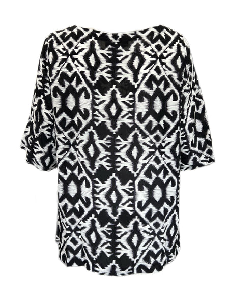 Marina Rinaldi Women's Nero Barbados Printed Silk Blouse NWT