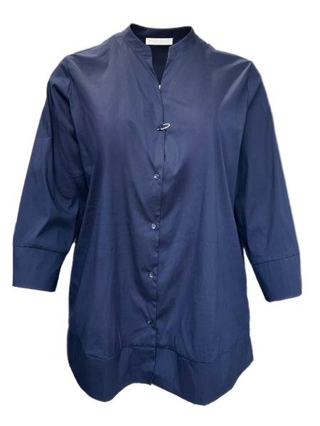 Marina Rinaldi Women's Blue Barbara Button Down Shirt NWT