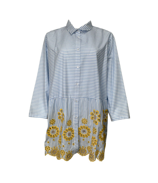 Marina Rinaldi Women's Blue Bardana Button Closure Blouse NWT