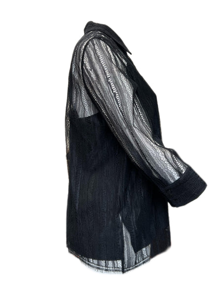 Marina Rinaldi Women's Black Bardo Button Down Lace Shirt NWT