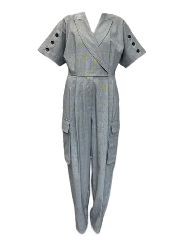 Max Mara Women's Grey Bari Welt Pockets Jumpsuit Size 8 NWT