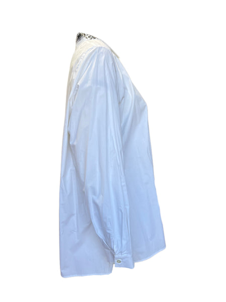 Marina Rinaldi Women's White Barocco Cotton Shirt NWT