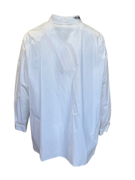 Marina Rinaldi Women's White Barocco Cotton Shirt NWT