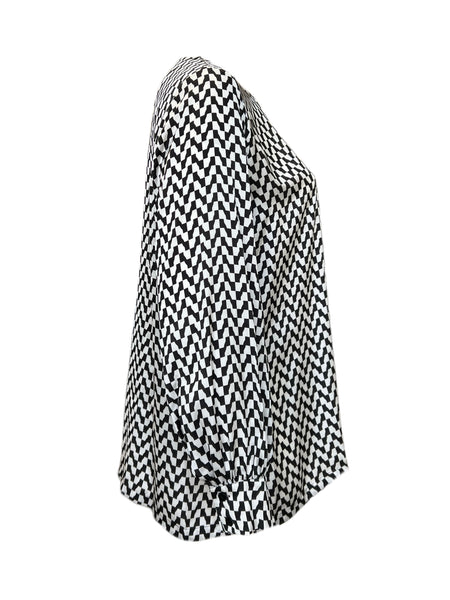 Marina Rinaldi Women's Nero Barolo Printed Top Size 18W/27 NWT