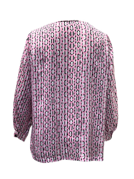 Marina Rinaldi Women's Pink Barolo Printed Blouse NWT