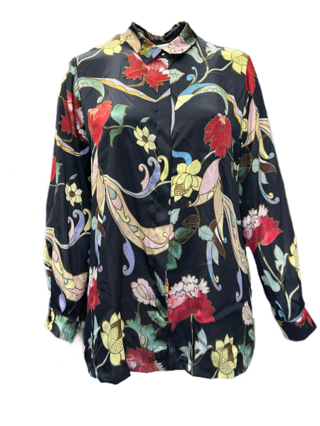 Marina Rinaldi Women's Nero Barone Printed Button Down Shirt Size 22W/31