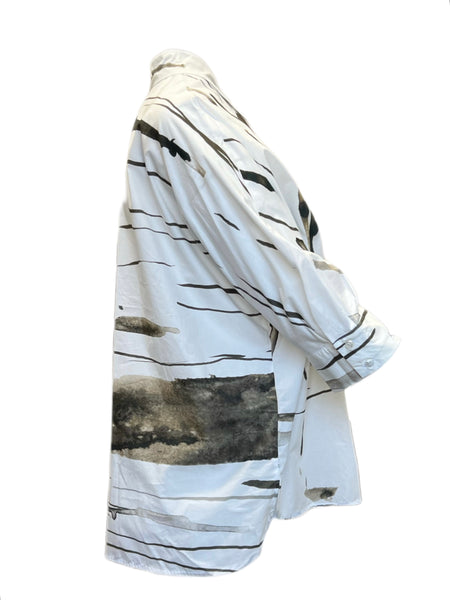 Marina Rinaldi Women's White Barre Button Down Cotton Shirt Size 18W/27