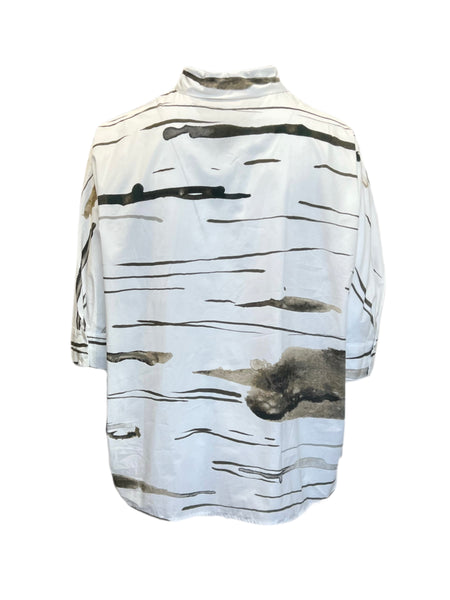 Marina Rinaldi Women's White Barre Button Down Cotton Shirt Size 18W/27