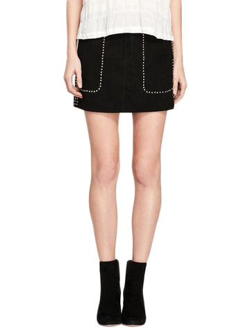 REBECCA MINKOFF Women's Black Studded Suede Barry Skirt $448 NWT