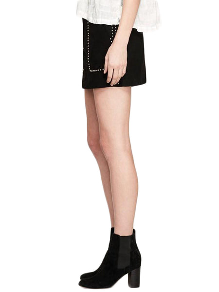 REBECCA MINKOFF Women's Black Studded Suede Barry Skirt $448 NWT