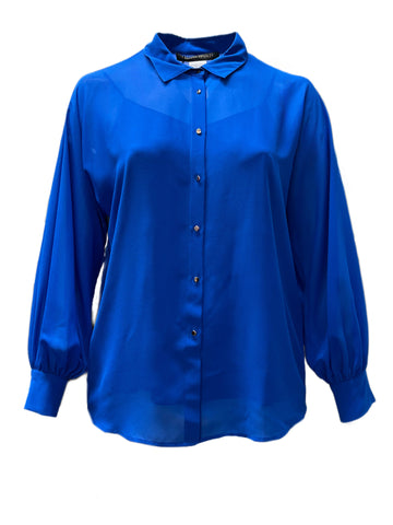 Marina Rinaldi Women's Blue Basic Button Down Blouse NWT