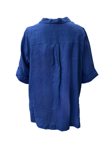 Marina Rinaldi Women's Blue Basilica Button Down Shirt NWT