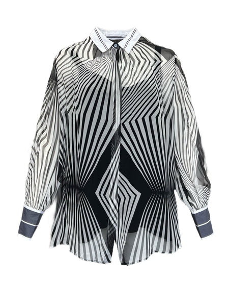 Marina Rinaldi Women's Nero Basilico Silk Shirt NWT
