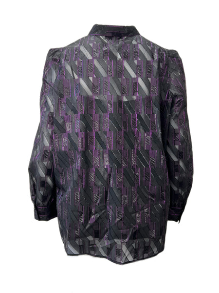 Marina Rinaldi Women's Nero Basilico Button Down Sheer Blouse NWT