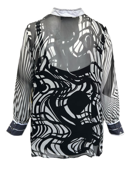 Marina Rinaldi Women's Nero Basilico Silk Shirt NWT