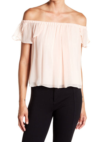 REBECCA MINKOFF Women's Pink Sand Off-the-Shoulder Basmati Top $108 NWT