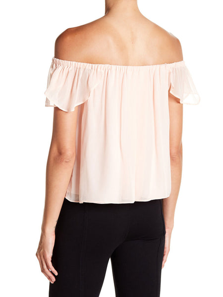 REBECCA MINKOFF Women's Pink Sand Off-the-Shoulder Basmati Top $108 NWT