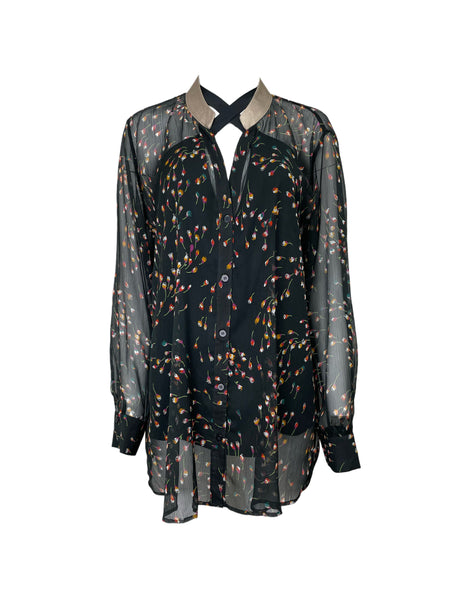 Marina Rinaldi Women's Black Bastia Button Closure Blouse NWT