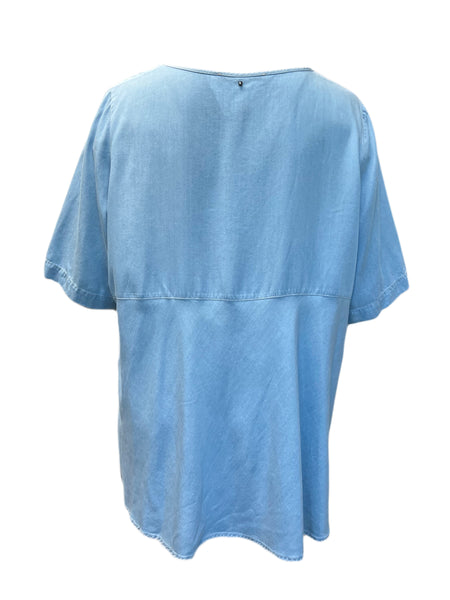 Marina Rinaldi Women's Blue Batik Lyocell Blouse NWT