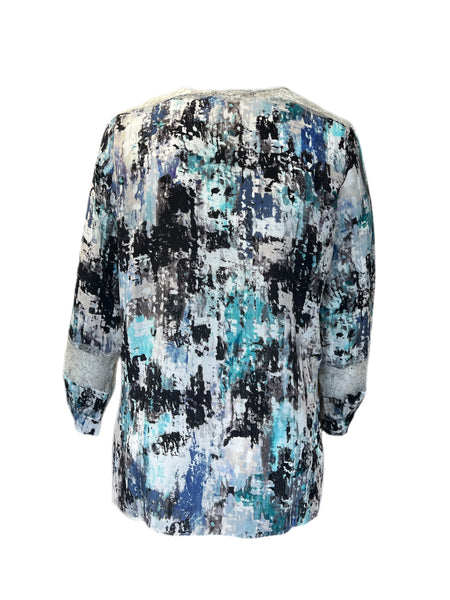 Marina Rinaldi Women's Grey Batteria Button Down Silk Shirt NWT