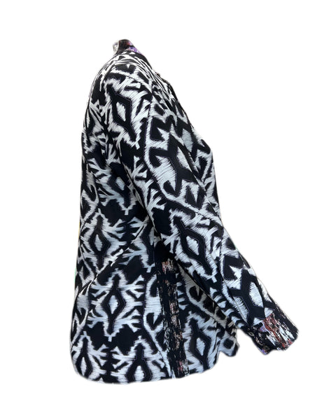 Marina Rinaldi Women's Nero Battista Printed Silk Blouse Size 12W/21 NWT