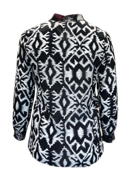 Marina Rinaldi Women's Nero Battista Printed Silk Blouse Size 12W/21 NWT