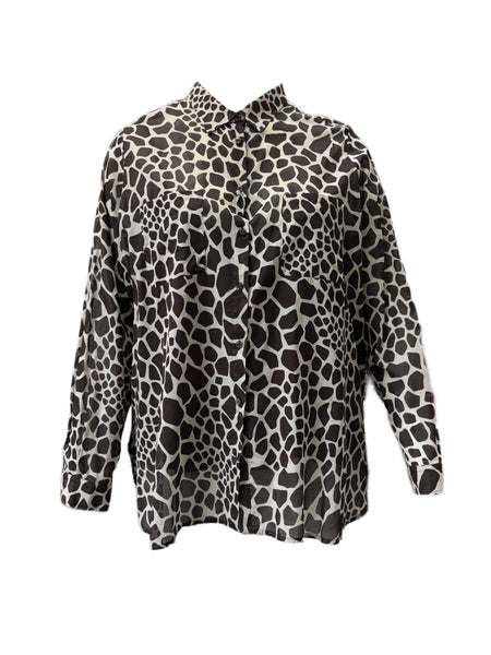 Marina Rinaldi Women's Brown Bauhaus Button Down Shirt NWT