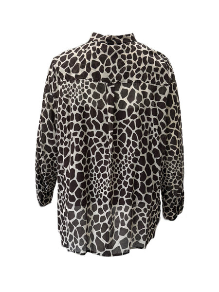 Marina Rinaldi Women's Brown Bauhaus Button Down Shirt NWT