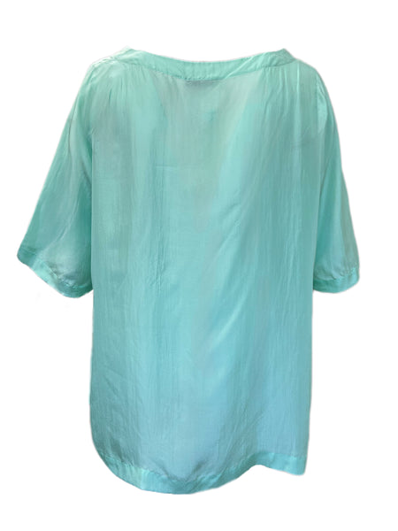 Marina Rinaldi Women's Green Beat Silk Blouse Size 22W/31 NWT