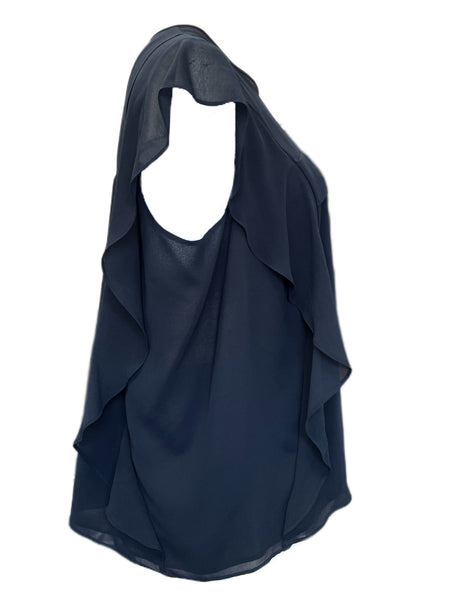 Marina Rinaldi Women's Navy Beato Butterfly Sleeve Blouse NWT