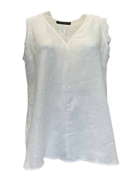 Marina Rinaldi Women's White Bebop Sleeveless Flax Tank Top NWT