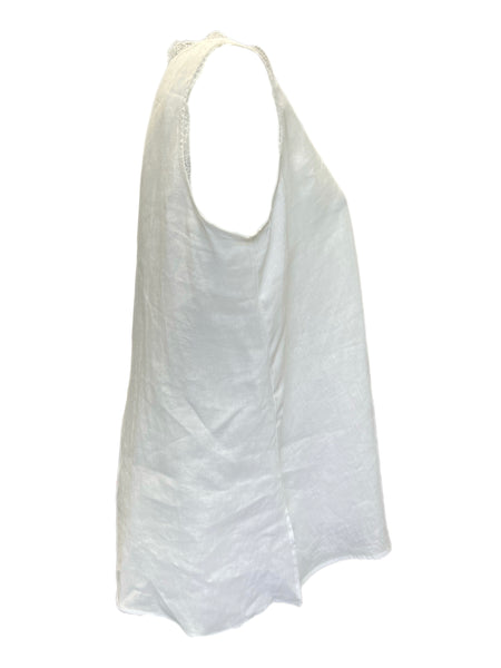 Marina Rinaldi Women's White Bebop Sleeveless Flax Tank Top NWT