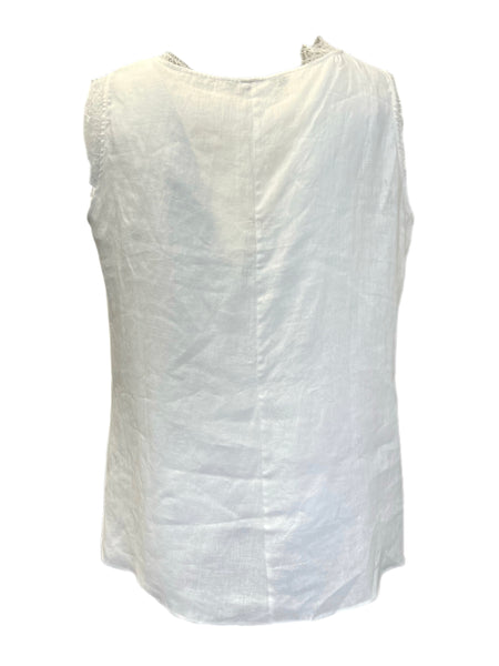 Marina Rinaldi Women's White Bebop Sleeveless Flax Tank Top NWT