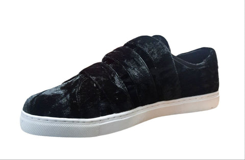 REBECCA MINKOFF Women's Black Crinkled Velvet Becky Sneakers #M285002 NWB