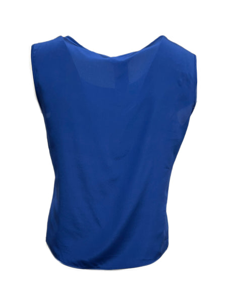 Marina Rinaldi Women's Blue Begonia Sleeveless Silk Tank NWT