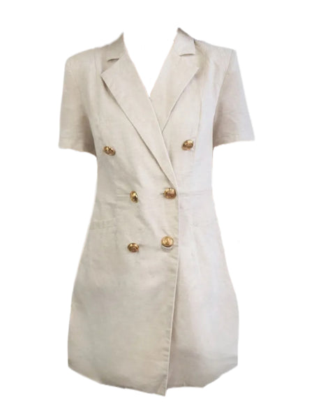 MADISON THE LABEL Women's Beige Short V-Neck Linen Romper #MS0039 X-Small NWT