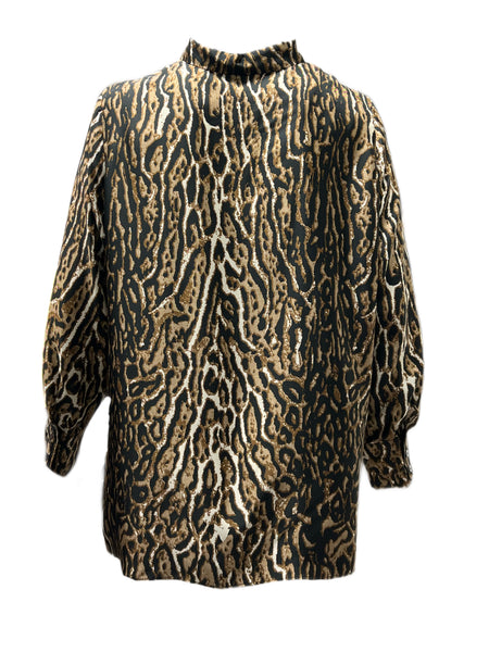 Marina Rinaldi Women's Brown Bellezza Animal Print Shirt NWT