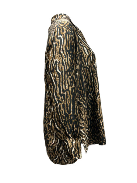 Marina Rinaldi Women's Brown Bellezza Animal Print Shirt NWT
