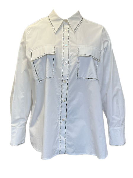 Marina Rinaldi Women's White Belfast Cotton Shirt NWT