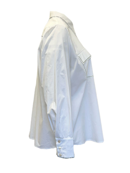 Marina Rinaldi Women's White Belfast Cotton Shirt NWT