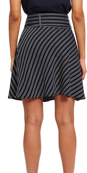 OPENING CEREMONY Womens Collegiate Navy Belted Striped Flare Skirt Sz 2 $250 NWT