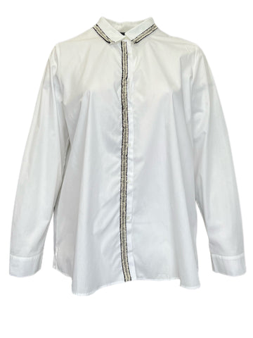 Marina Rinaldi Women's White Bembo Cotton Shirt NWT