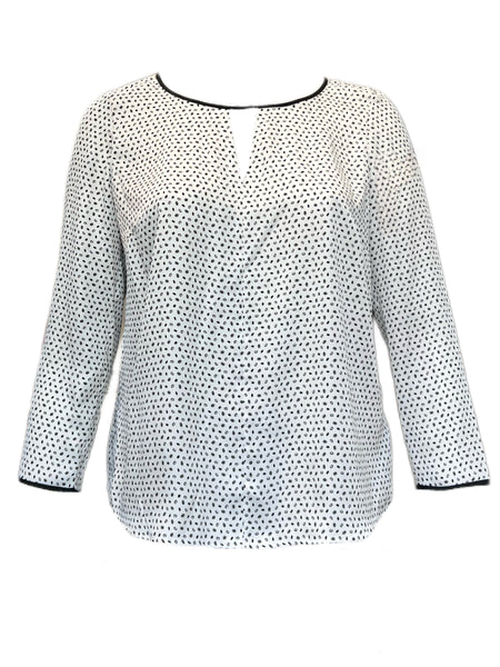 Marina Rinaldi Women's White Bene Polka Dot Blouse NWT