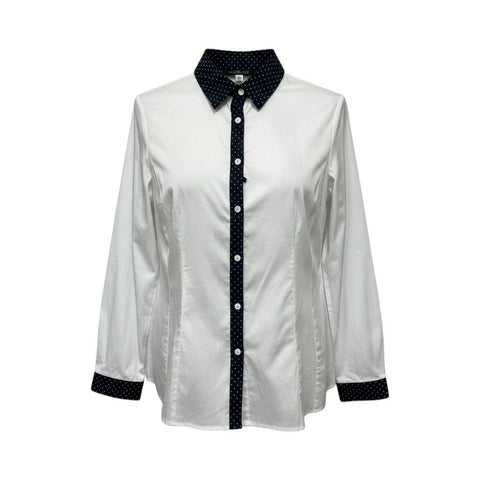 Marina Rinaldi Women's White Bene Button Closure Shirt NWT