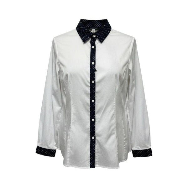 Marina Rinaldi Women's White Bene Button Closure Shirt NWT