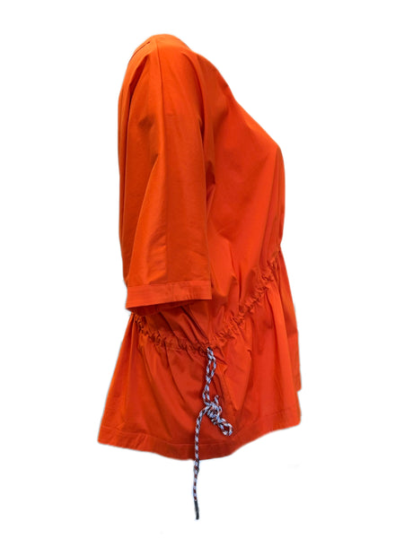 Marina Rinaldi Women's Orange Benefico Elastic Waist Blouse NWT