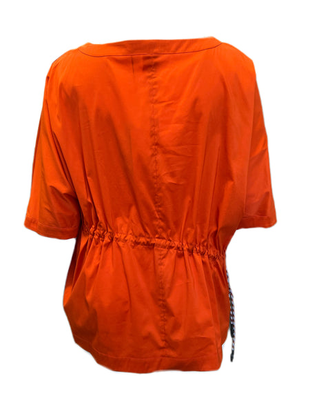 Marina Rinaldi Women's Orange Benefico Elastic Waist Blouse NWT