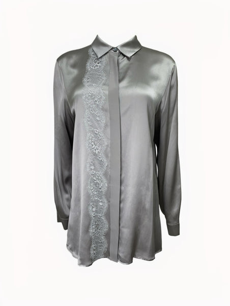 Marina Rinaldi Women's Silver Bengala Button Closure Blouse Size 14W/23 NWT