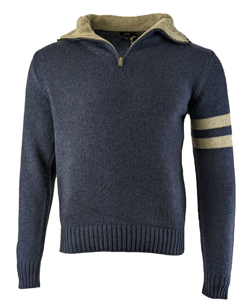Benson Men's Cobalt Collegiate Quarter Zip Sweater WAS02 Size Medium NWT